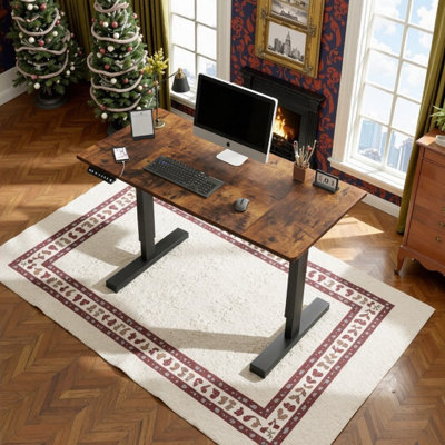 55 Inch Solid Steel Frame Electric Height Adjustable Standing Desk For Home Office And Gaming