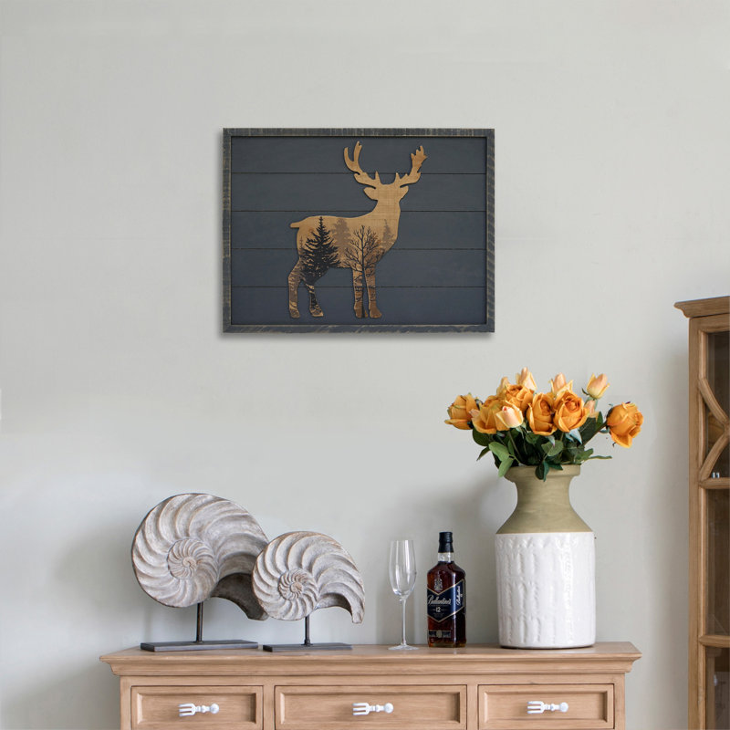 Forest Deer Wood Wall Décor, 11.81" H x 15.87" W x 0.98" D