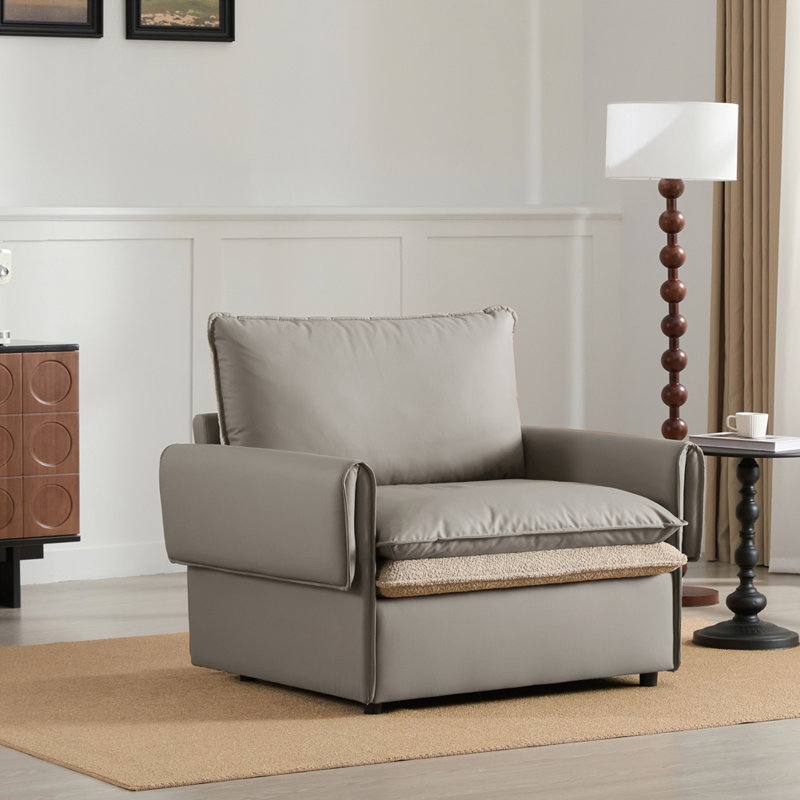 Fauteuil d'appoint surdimensionné de style moderne, Gris