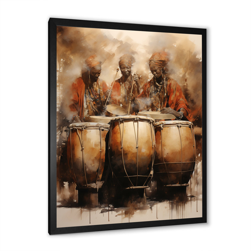 Drame traditionnel africain IV, Cadre simple noir, H 44 po x l 34 po x P 1,5 po