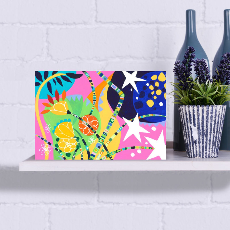 Spring Evening Flora Abstract Colorful Modern Flower Nature Wall Art Print 1 Piece Wrapped Canvas Wall Art