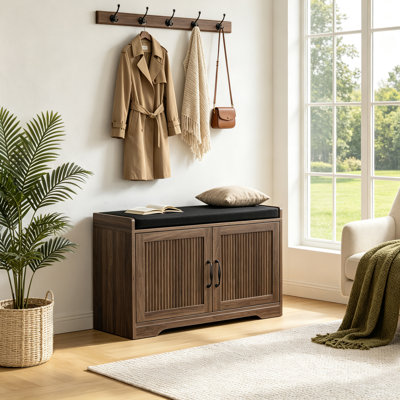 Banc de rangement polyvalent à l'épreuve de la poussière avec espace de rangement réglable, coussin épais à haute densité et assemblage facile