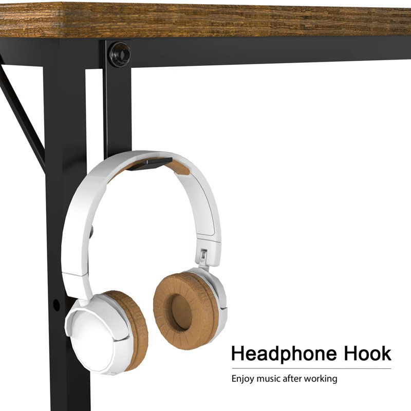Mytsyk 120Cm W Rectangle Computer Desk, Brown