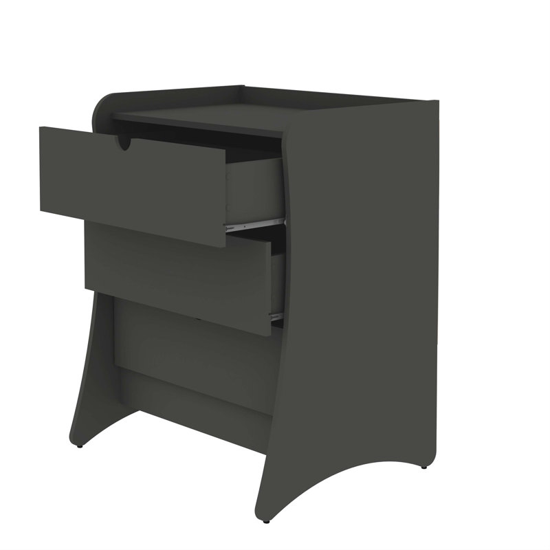 Commode de style Mid-Century moderne à 3 tiroirs gris anthracite Coney, Gris