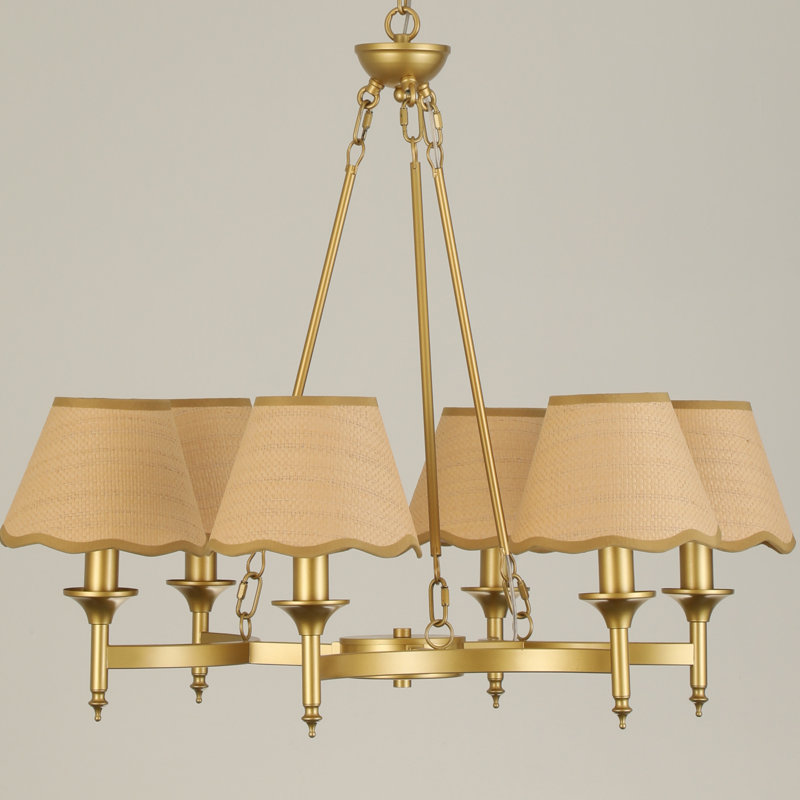 Lustre de ferme traditionnel à 6 lumières à intensité variable avec abat-jour et chaîne réglable pour îlot de cuisine