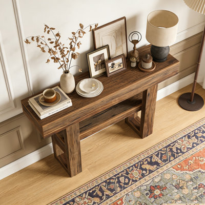 2-Tier Narrow Console Table Sofa Entryway Table with Storage