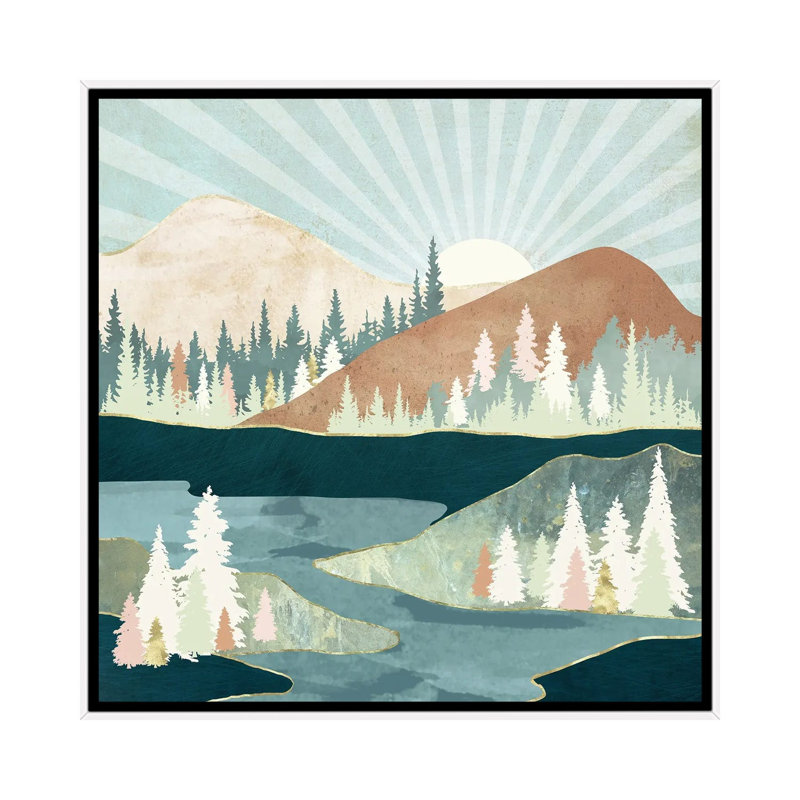 Soleil d'automne - impression, 37" H x 37" W x 1.5" D, White Framed, Pas de tapis