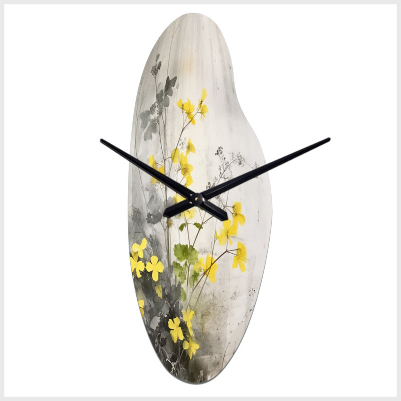 Horloge murale incurvée jaune jaune, Médium