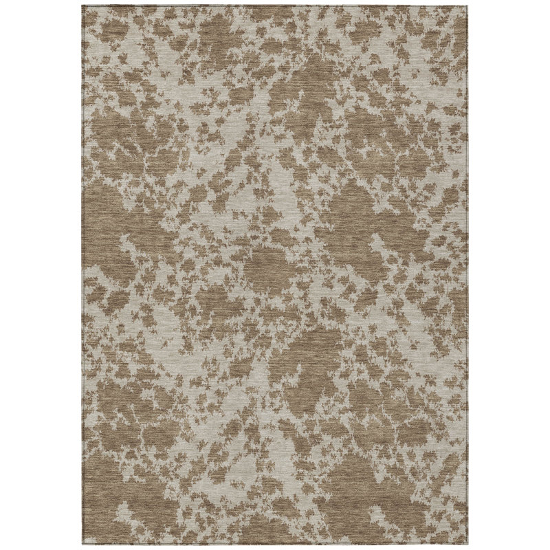 Machine Washable Indoor/Outdoor Chantille ACN2919 Abstract Rug, 3' x 5', Beige