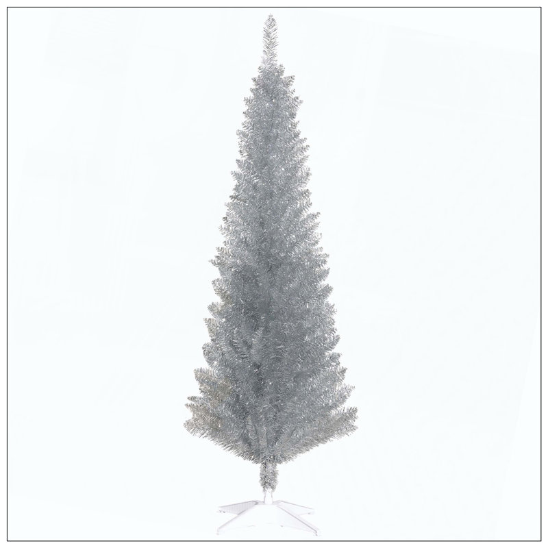 Arbre de Noël artificiel, arbre de Noël avec 294 pointes de branches réalistes et support en plastique, H 4,9 pi, Blanc