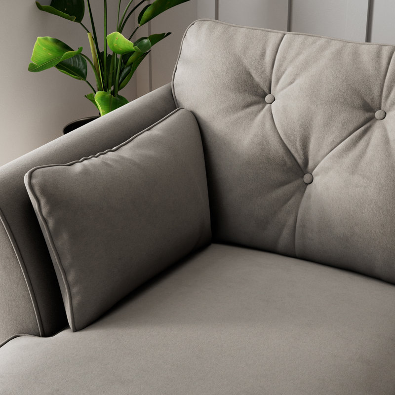 HOXTON CHAISE FOAM MALIA FOOT, Asphalt, Dark Brown Wood, Left Hand Facing