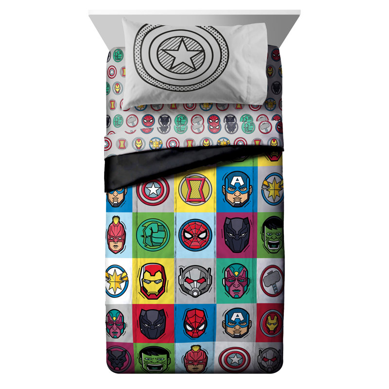 Marvel Avengers Pop Reversible Comforter Set, Full Comforter + 6 Additional Pieces