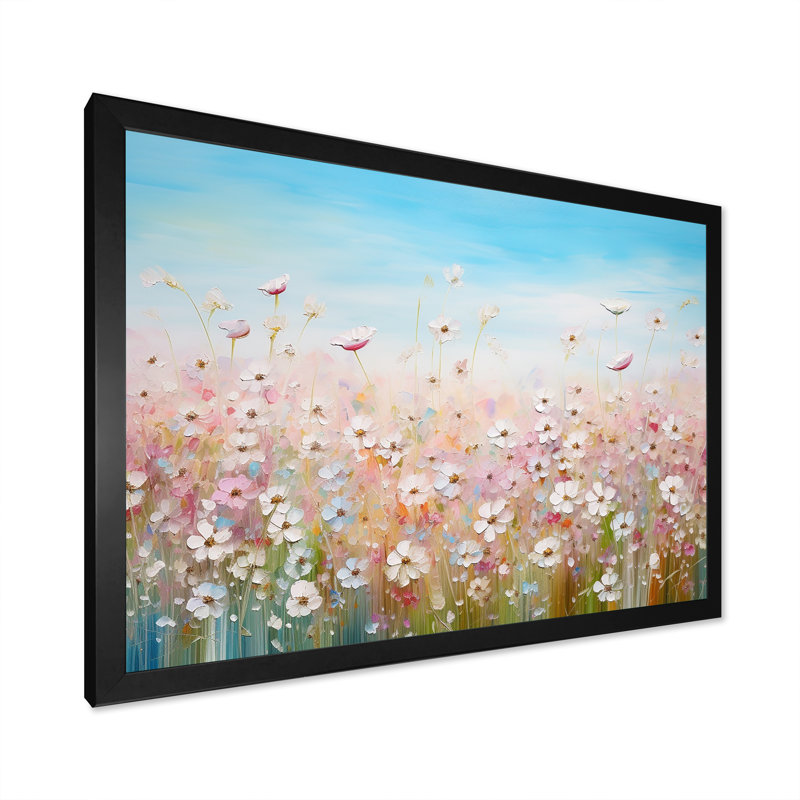 Fleurs sauvages Meadows I sur toile, Cadre simple noir, H 24 po x l 32 po x P 1 po