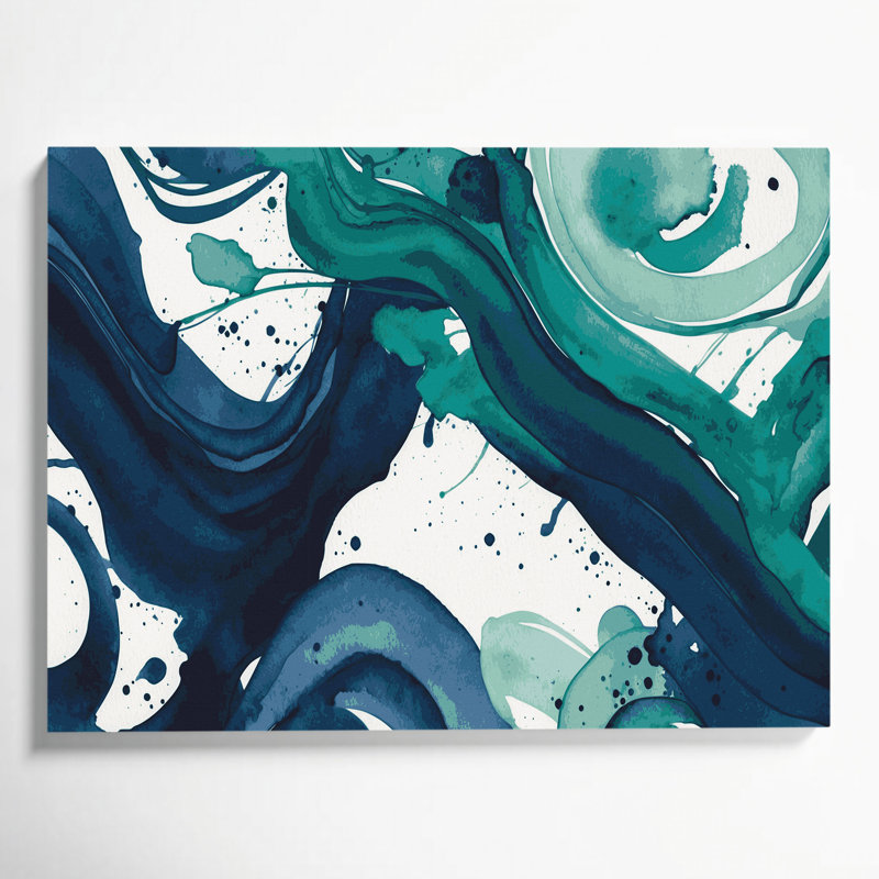 Aquarelle abstraite, art mural bleu sur toile 11, H 8 po x l 10 po