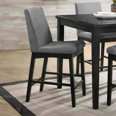 Chaise 2 pièces à hauteur de comptoir de style contemporain avec assise et dossier rembourrés, finition noyer foncé pour les salles à manger