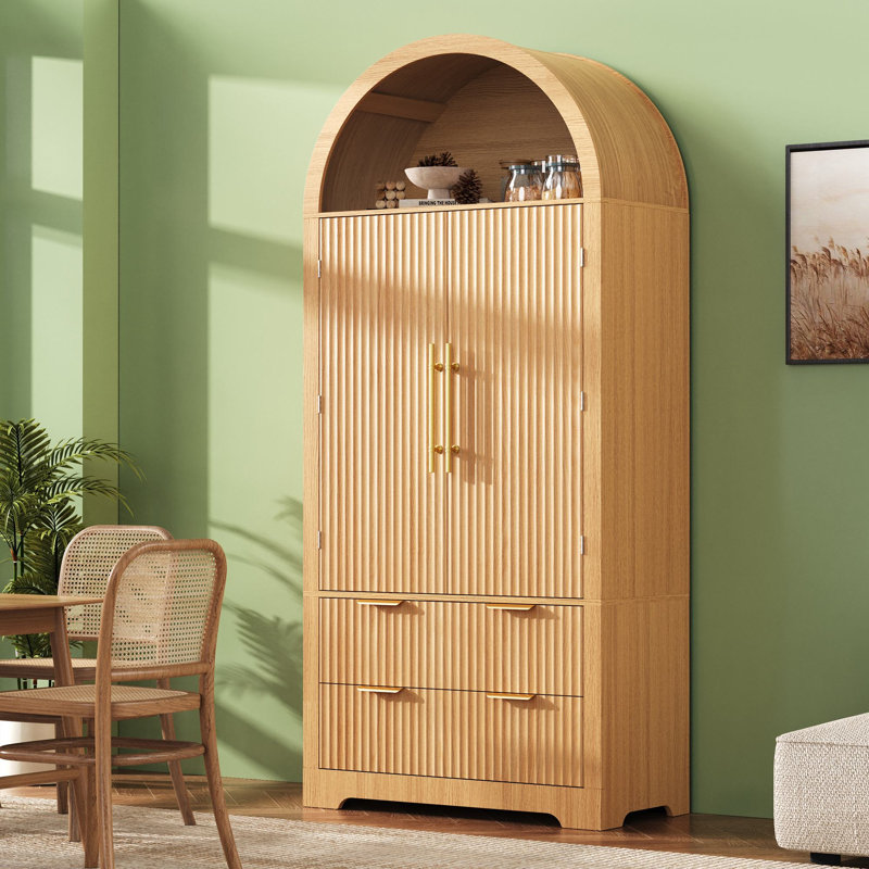 Armoire de rangement de 72 po de haut avec rangement à cannelures et garde-manger 72 po avec 2 tiroirs pour les cuisines et le salon