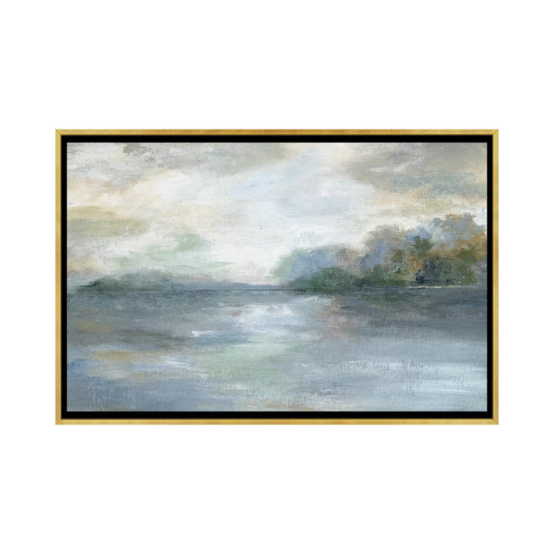 «Blue Ethereal» par Nan - impression, Encadrement doré, H 32 po x l 48 po x 1,5 po