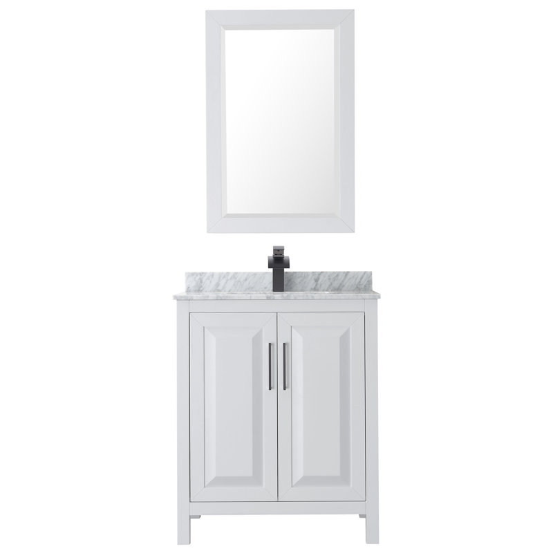 Daria 30" White Freestanding Vanity with Cultured Marble Top and Gold Trim