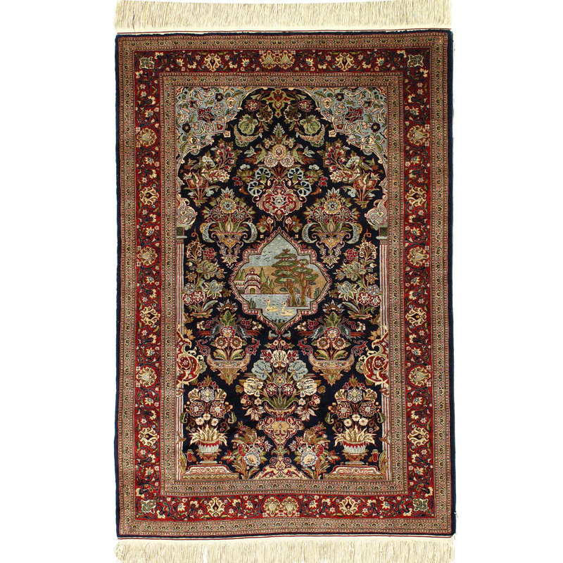 Mishelle Oriental Area Rug in Navy Blue