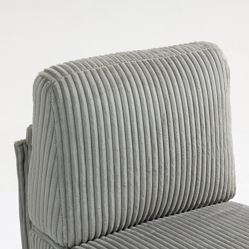 22.65" W Armless Accent Chair For Modular Sectional Sofa, Gray Corduroy