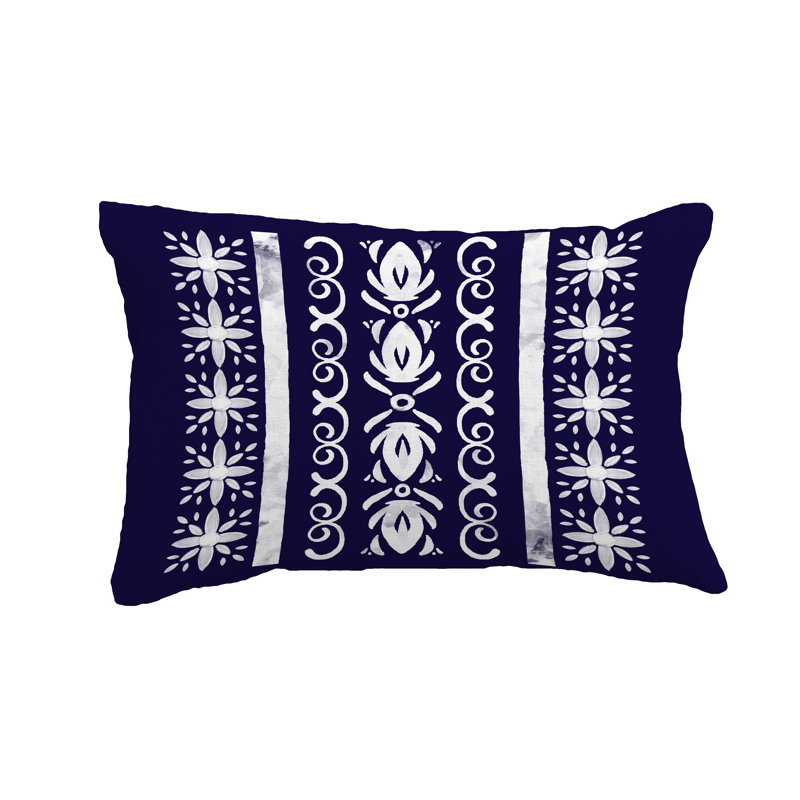 Coussin lombaire intérieur / extérieur Cuban Tile, Bleu marine