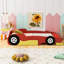 Lit plateforme double en forme de voiture de course avec roues, rouge-1124163156