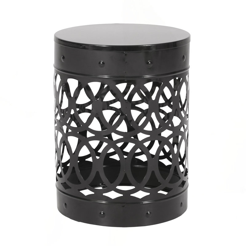 Large Outdoor Metal end Table, Black