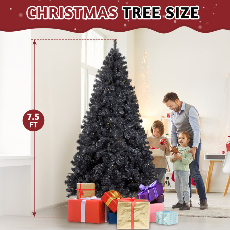 Arbre de Noël artificiel noir 7,5 pi pré-éclairé