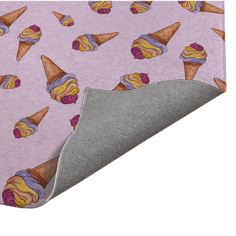 Tapis de cuisine antidérapant Summer Ice Cream, Lavande, Rectangle 5 pi x 7 pi