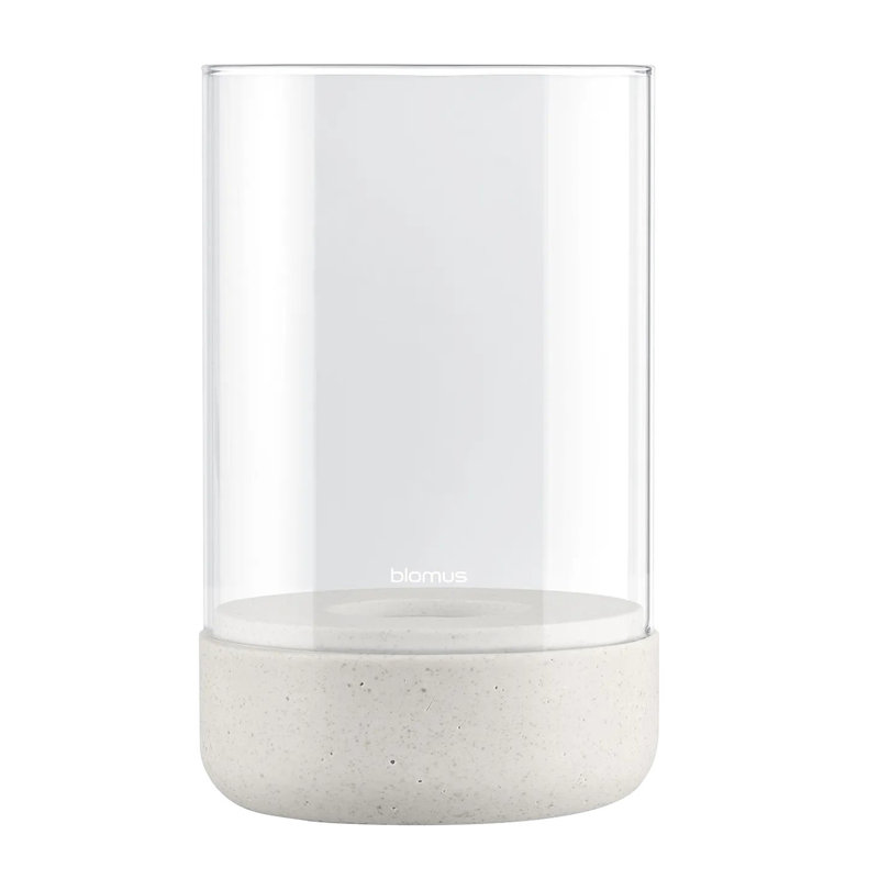Glass, Light Grey, 20 cm H x 12 cm W x 12 cm D