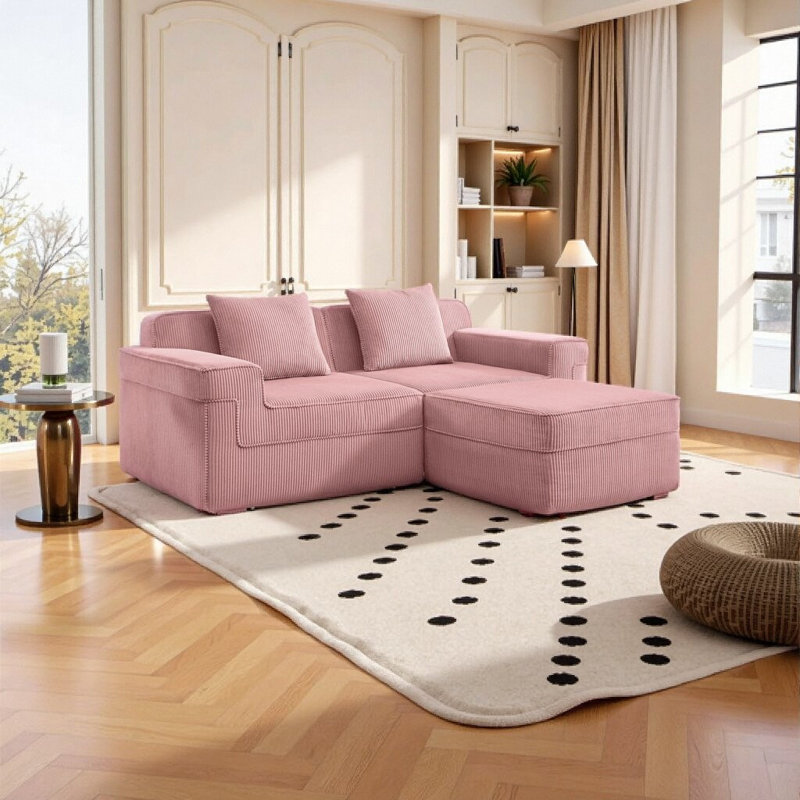 Canapé modulaire avec repose-pieds Cloud-Like, Rose