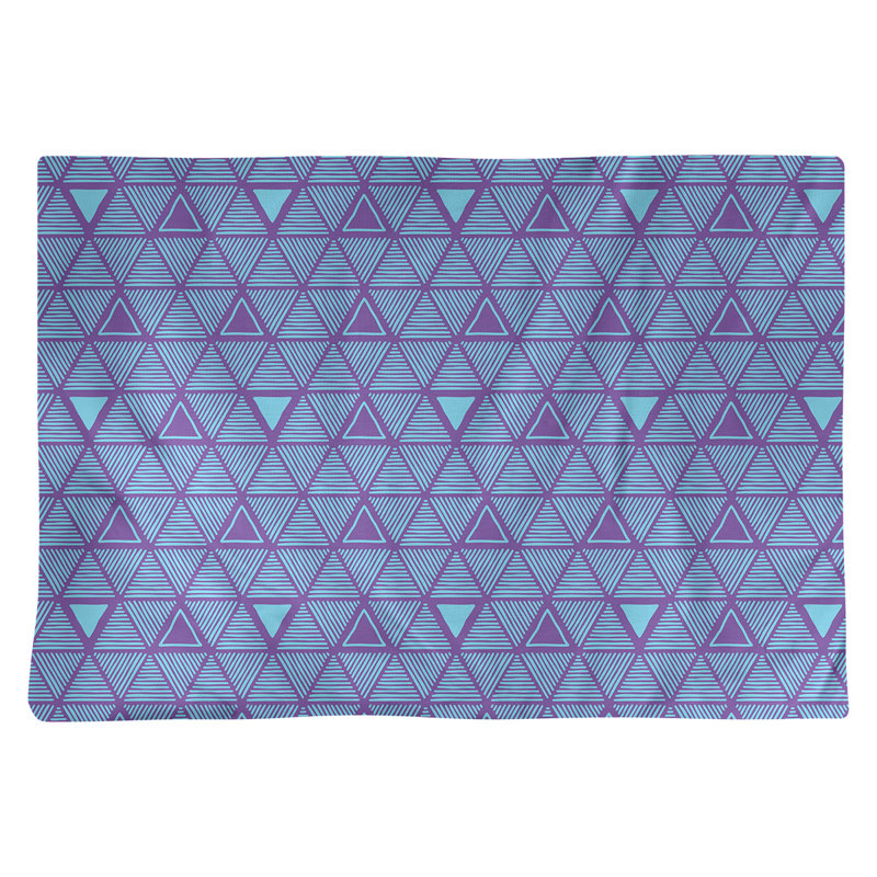 Napperon de 18 po en coton dessiné à la main triangle, Mauve / bleu sarcelle, polyester