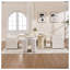 Chaise de baril moderne avec assise rembourrée, chaise de cuisine d'appoint en tissu crème avec pieds en bois