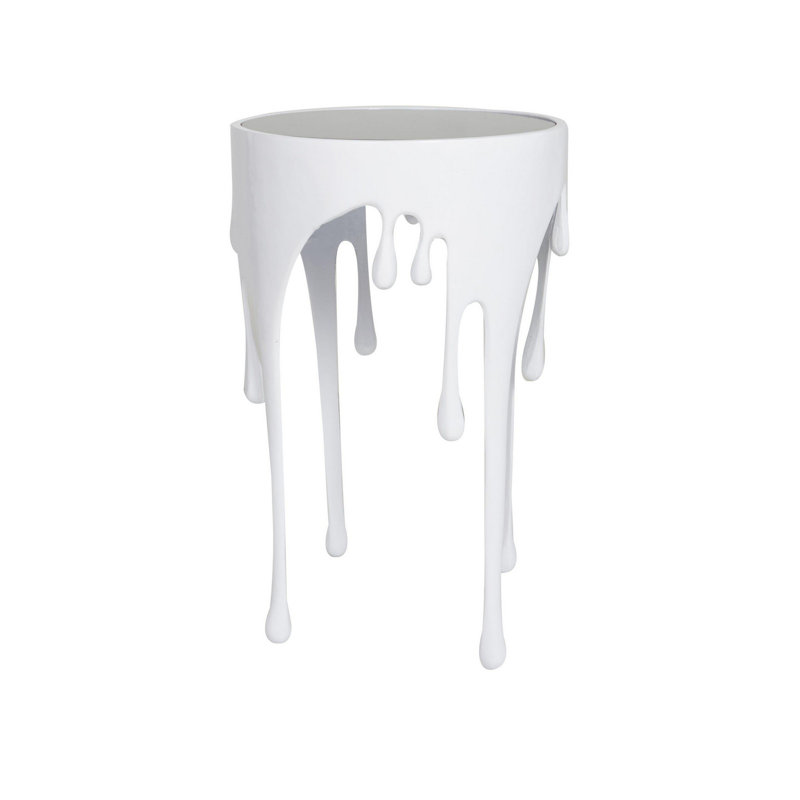 Table d'appoint avec plateau en verre Kolwyck, Blanc