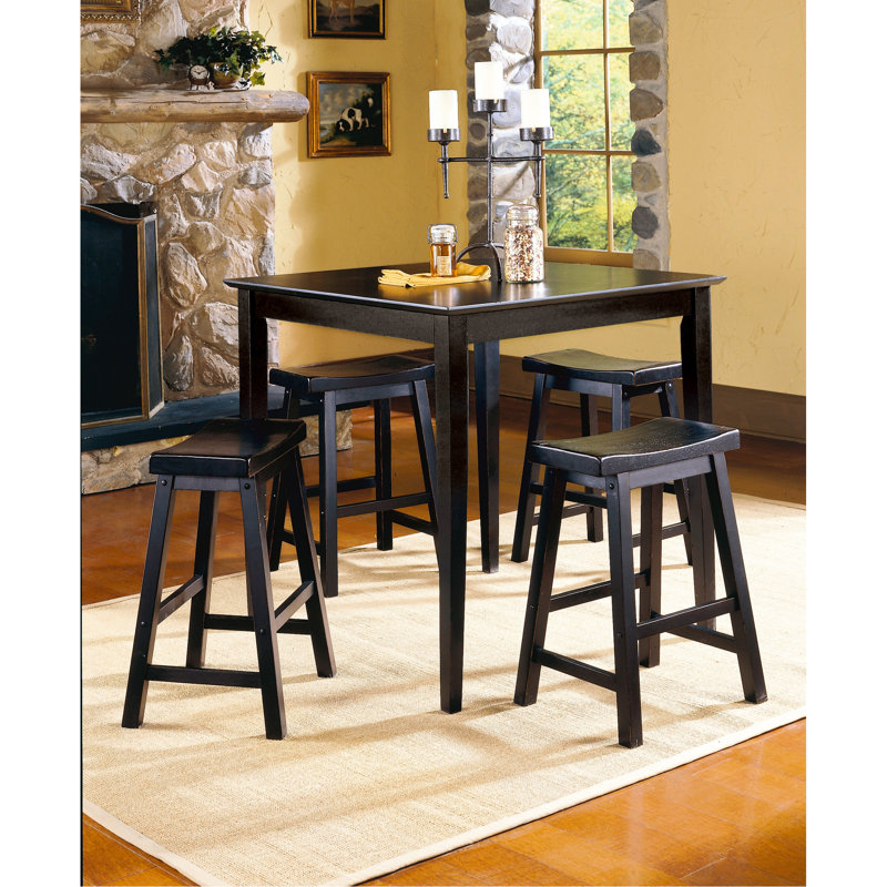 Tabourets de bar en bois massif de 29 pouces de hauteur, finition noire, 2 sièges de selle, Noir