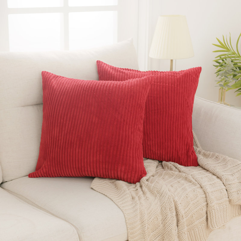 Reversible Pillow Cover, 16"W x 16"L, Red