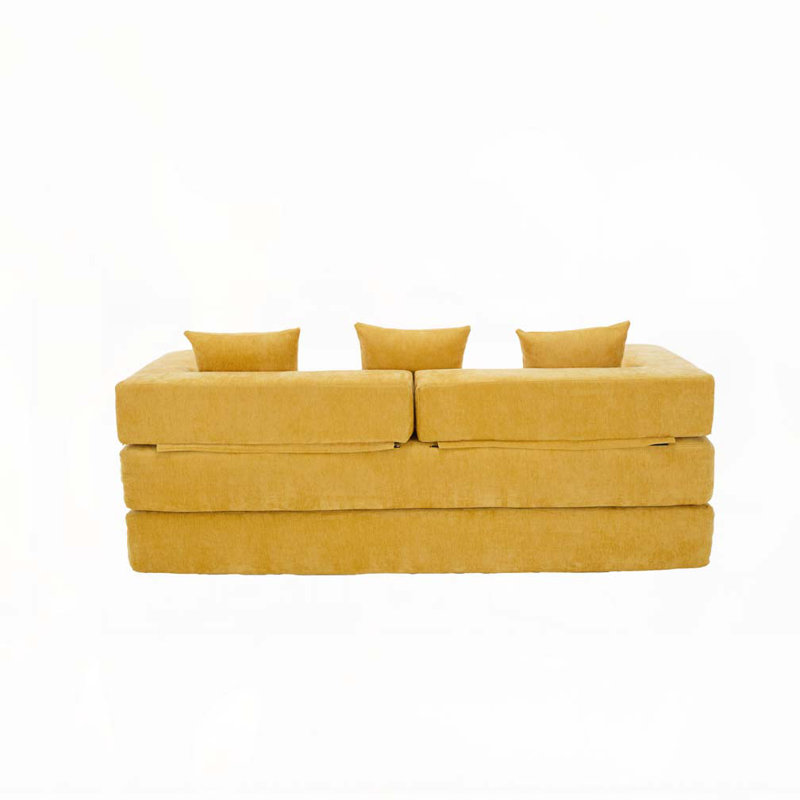 Canapé-lit pliant avec coussins Chenille, Jaune