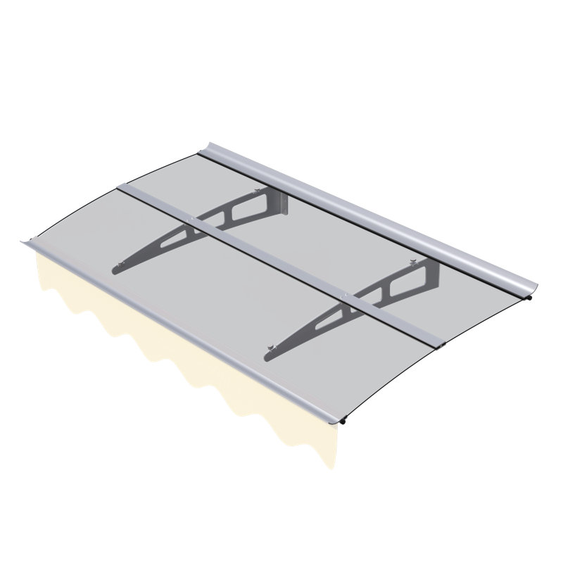 Auvent 59 po x 34 po en polycarbonate pour murs de maçonnerie - argent / transparent