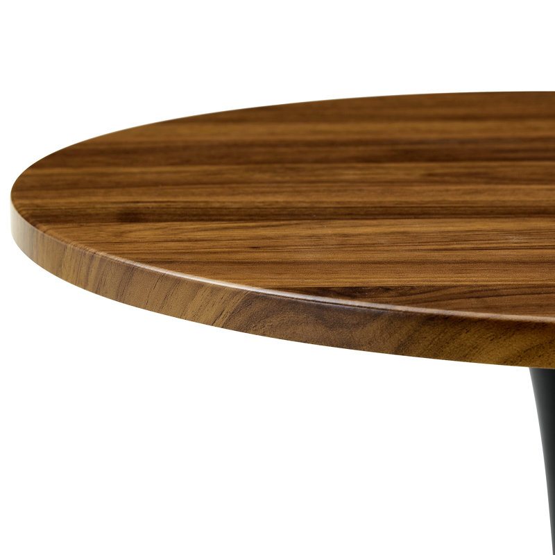 Table de salle à manger ronde, table ronde avec plateau de table épaissi et piédestal en métal, table de bistro moderne Mid-Century