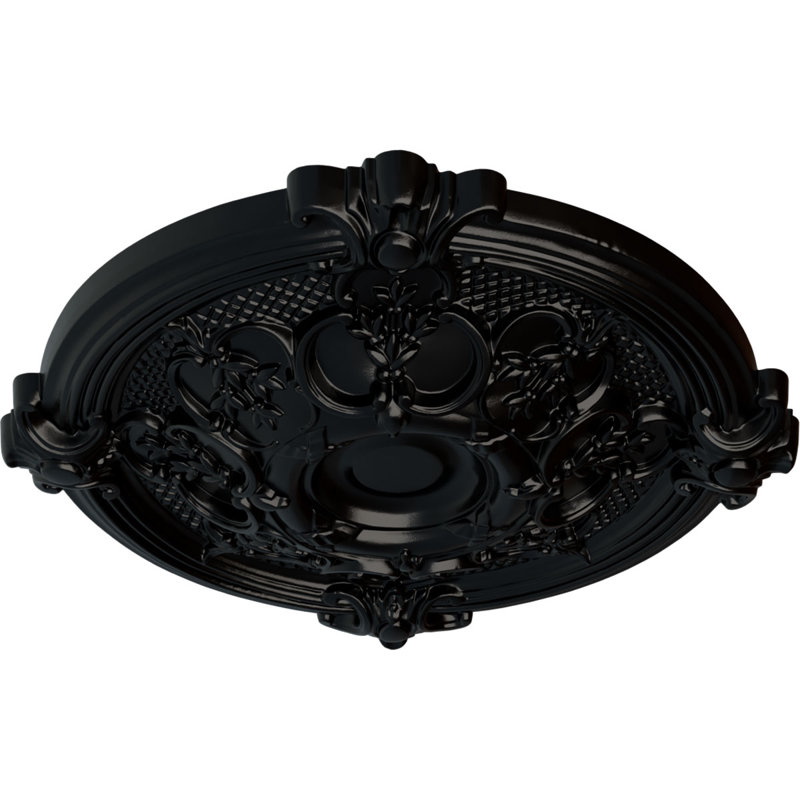 Médaillon de plafond Endurathane Hamilton, DE 17 3/8 po x P 1 3/4 po (convient aux auvents jusqu'à 3 3/4 po), fini noir de jais peint à la main