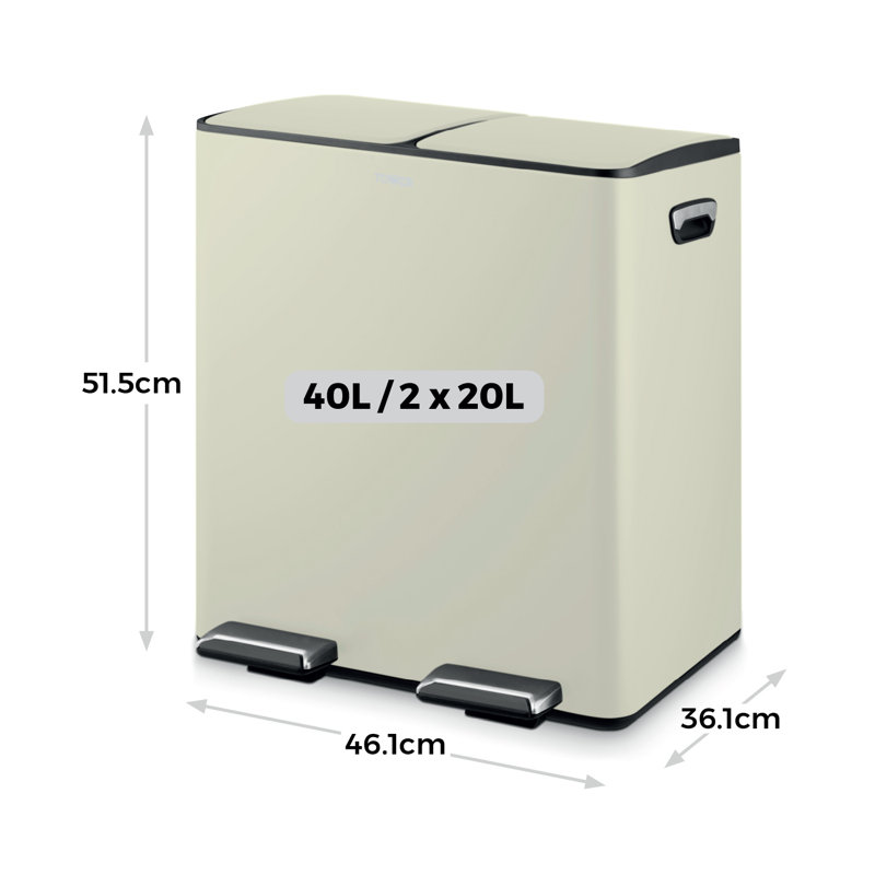 40 Litre Step On Recycling Bin, Cream