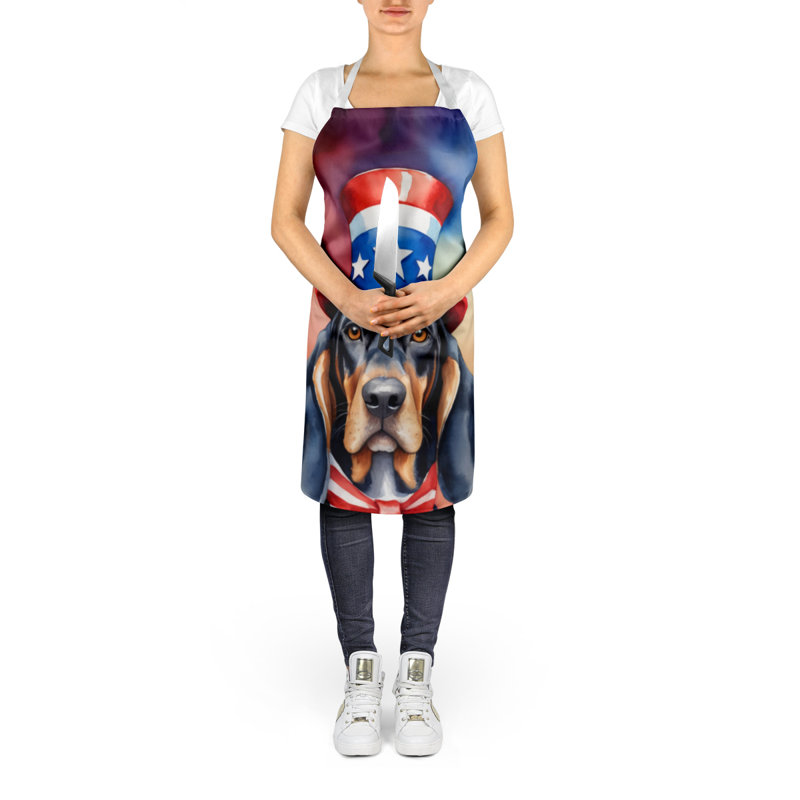 Patriotic American Apron, Black and Tan Coonhound