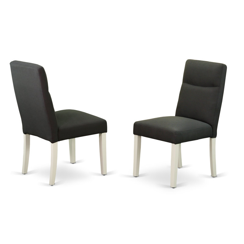 Damron 18'' H Linen Upholstered Parsons Chair, Dark Gotham Gray, White