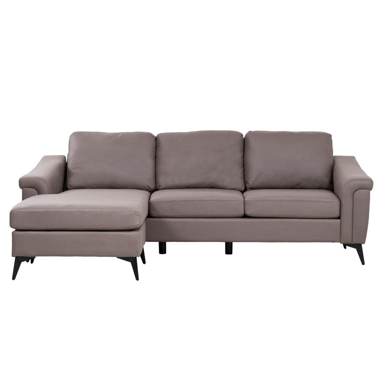 Kahtai 3 Seater Faux Leather Corner Sofa , Taupe