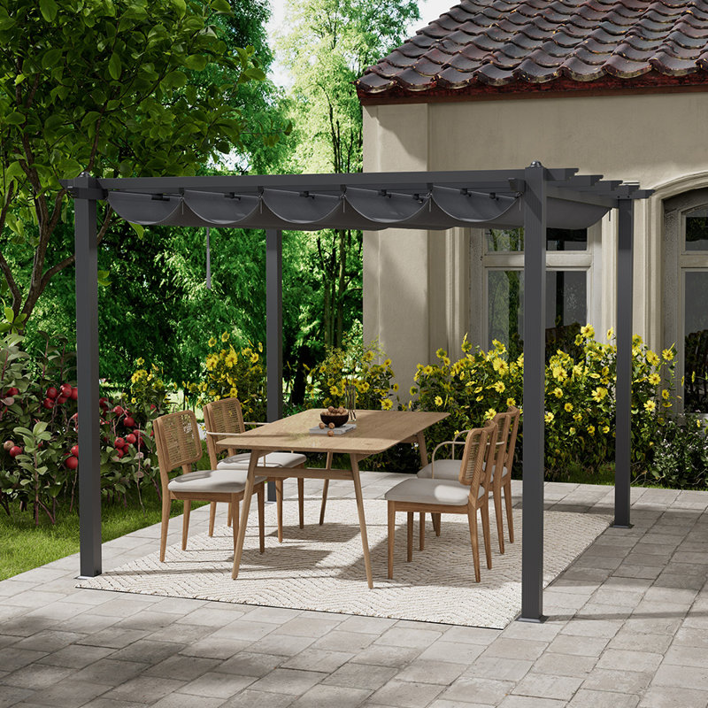 Rolanda Metal Light Grey Pergola, 228cm H x 300cm W x 300cm D