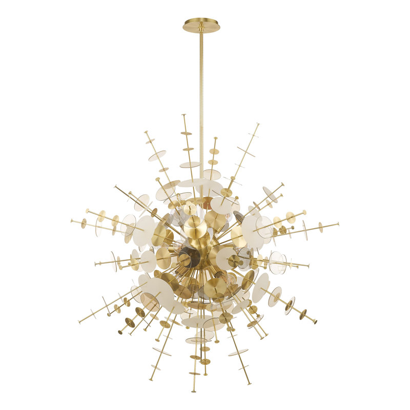 Lustre sphérique spoutnik 12 lumières Nichalaus, Laiton satiné