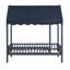 Lit plateforme en bois avec auvent en tissu-1314771800