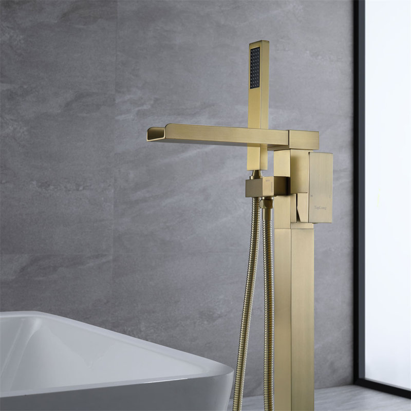 Robinet de baignoire fixé au sol, Or brossé