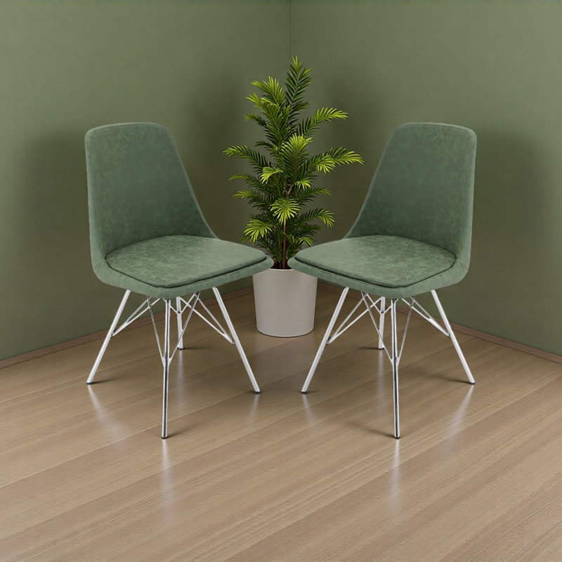 Chaise de salle à manger à dossier moyen Legs - vert (ensemble de 2)