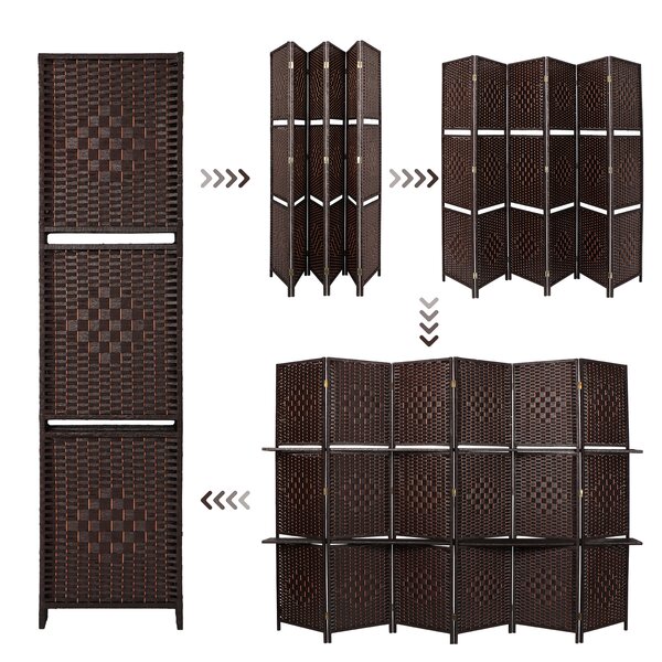 Latitude Run® Rahem 106.3'' W x 71'' H 6 - Panel Bamboo/Rattan Folding ...